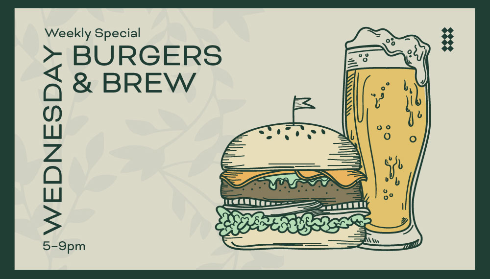 Birch & Bloom burger and brew flyer