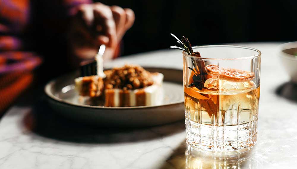 romantic meal and cocktail at birch and bloom'