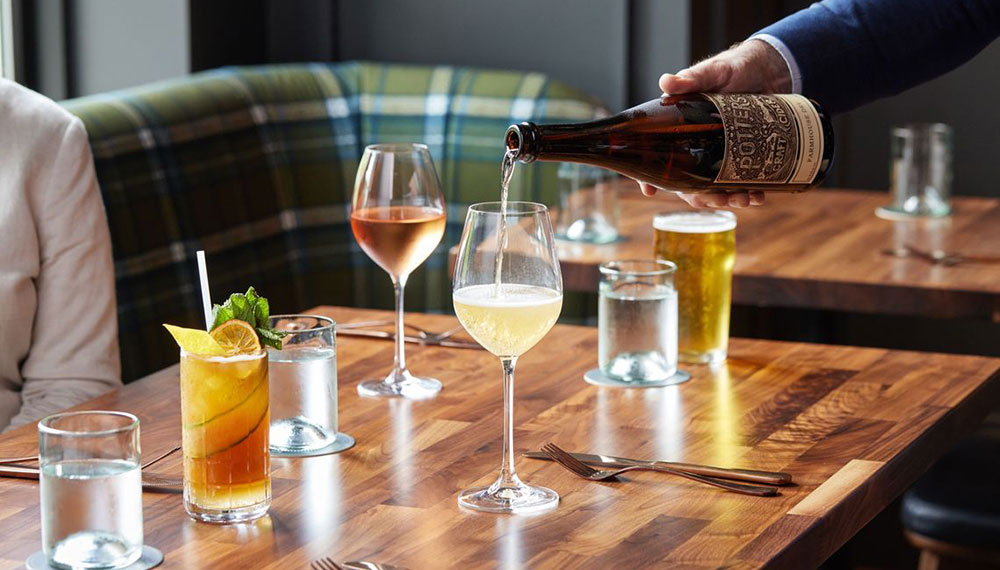 table wine pouring