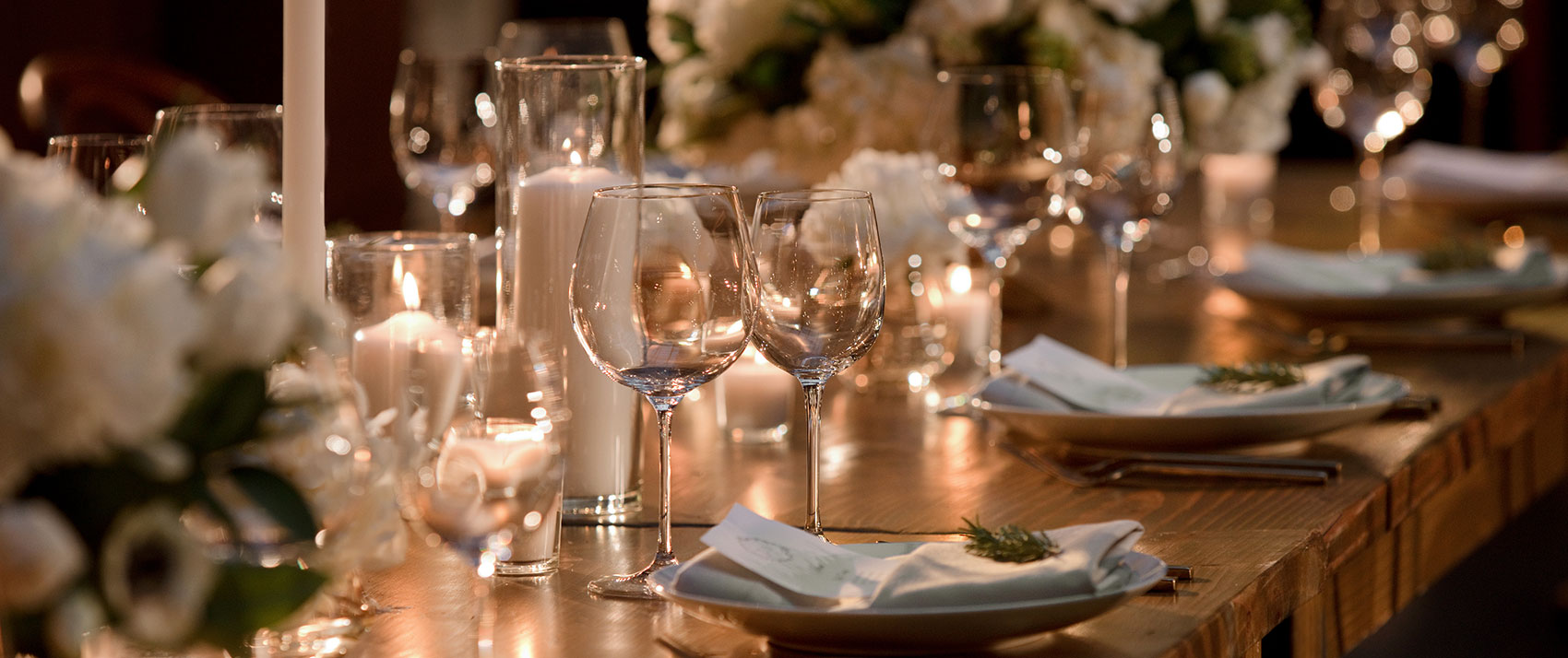 wedding reception table with candles
